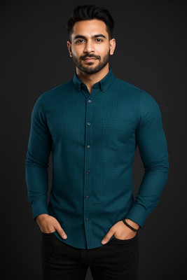Officers Choice Men Solid Casual Blue Shirt