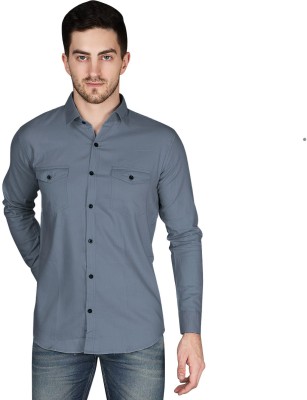 AIA FAB Men Self Design Casual Grey Shirt