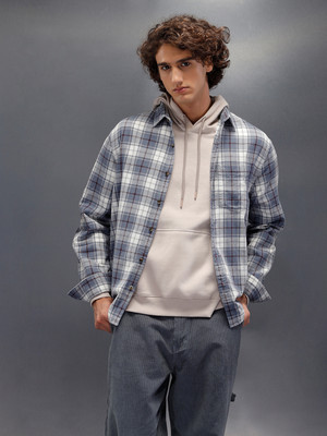 WROGN Men Checkered Casual Grey Shirt