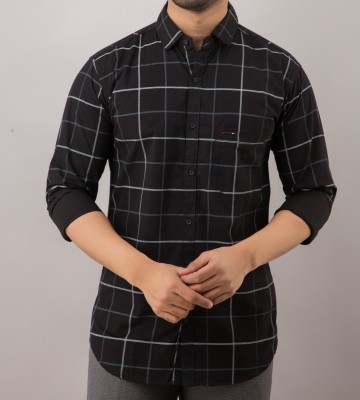 DOMINATE LIFESTYLE Men Checkered Casual Black Shirt