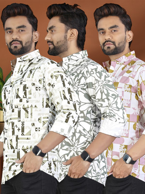 METRONAUT Men Printed Casual Multicolor Shirt(Pack of 3)