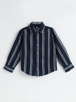 milou Boys Solid Casual Blue Shirt