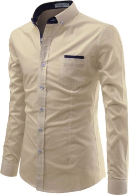 Vida Loca Men Solid Casual Beige Shirt