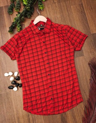 Qlonz Store Men Checkered Casual Red, Black Shirt