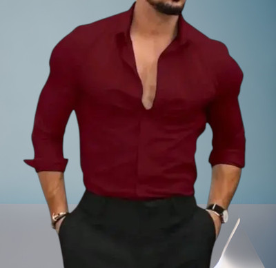 heerr enterprise Men Solid Formal Maroon Shirt