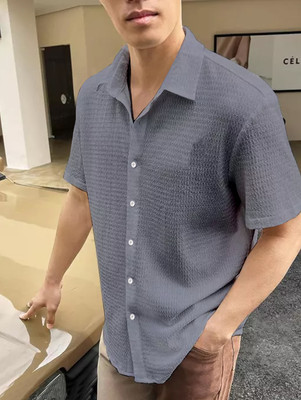 SHIVAY TREND Men Self Design Casual Grey Shirt