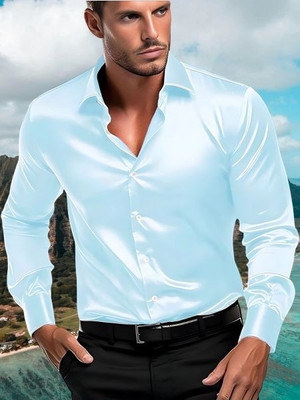 Mahek Fashion Men Solid Casual Light Blue Shirt