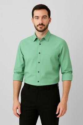 vrunda Men Solid Casual Light Green Shirt