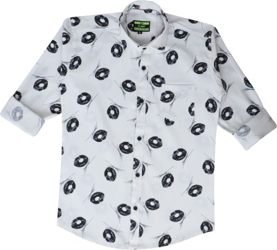 Cay Boys Printed Casual Black, Grey, White Shirt