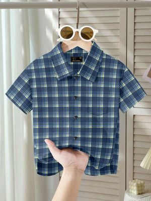 RUSTICRAGA Boys Printed Wedding Blue Shirt