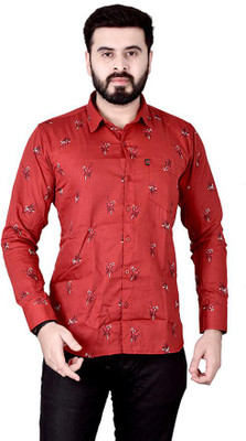 Marc Laurent Men Printed Casual Maroon Shirt