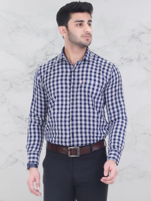 VK WINTER WEAR Men Checkered Casual White, Blue Shirt