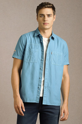 LOUIS PHILIPPE Men Solid Casual Light Blue Shirt