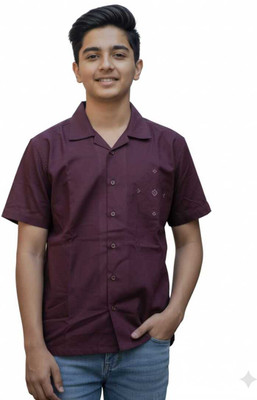 FABFARM Boys Solid Beach Wear Maroon Shirt