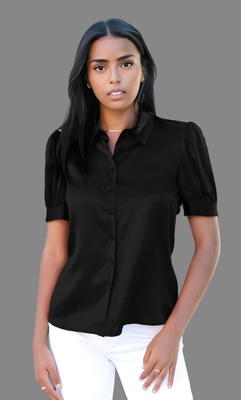 Hityyani Women Solid Formal Black Shirt