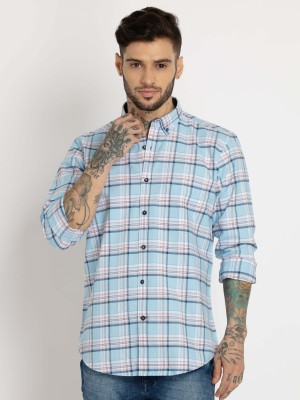 Status Quo Men Checkered Casual Blue Shirt