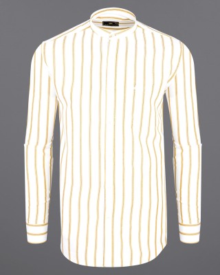 french crown Men Striped Casual Cream Shirt