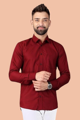 Azyroo Men Solid Formal Maroon Shirt