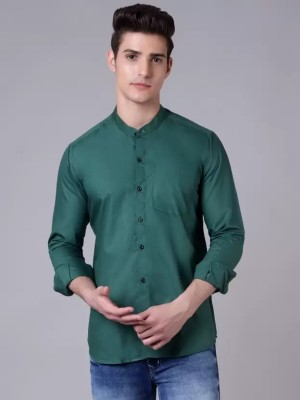 dijitra fab Men Solid Casual Dark Green Shirt