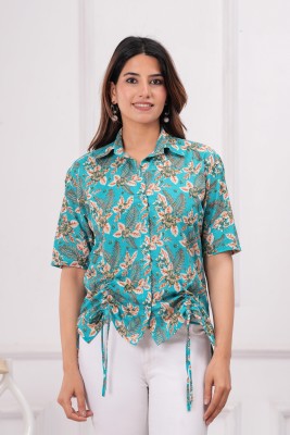 Baba Kurti Women Printed Casual Green Shirt