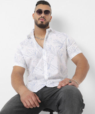 Instafab Plus Men Printed Casual White Shirt