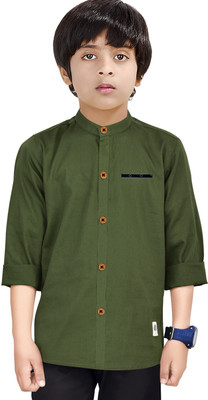 MADE IN THE SHADE Boys Solid Casual Dark Green Shirt