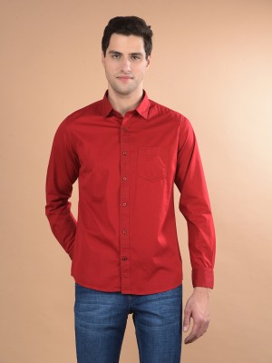 Canary London Men Solid Casual Maroon Shirt