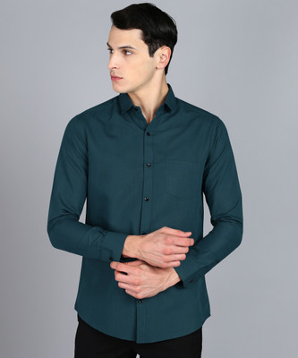 LUQATTI Men Solid Casual Dark Blue Shirt