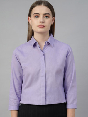 Hancock Women Solid Formal Purple Shirt