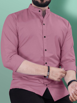 VeBNoR Men Solid Casual Pink Shirt