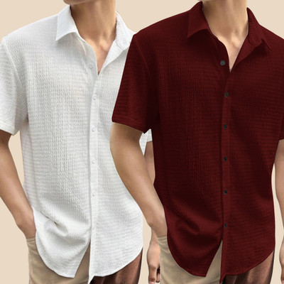 METRONAUT Men Solid Casual Multicolor Shirt(Pack of 2)