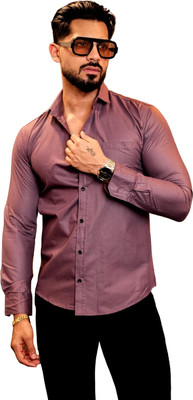 IKON FASHION Men Solid Casual Purple Shirt
