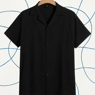 Dharamraj Fashion Men Self Design Casual Black Shirt