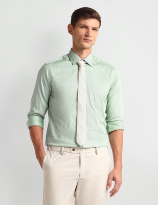 ARROW Men Printed Formal Green Shirt