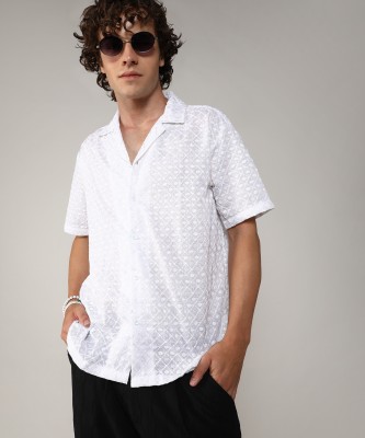 CAMPUS SUTRA Men Self Design Casual White Shirt