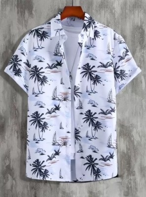 VG BROTHER Men Printed Casual White Shirt