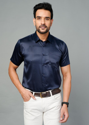 BlackLilly Men Solid Formal Dark Blue Shirt