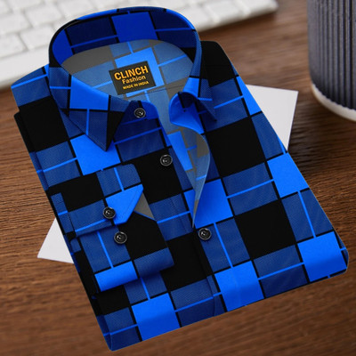 clinch fashion Men Striped Casual Blue, Black Shirt