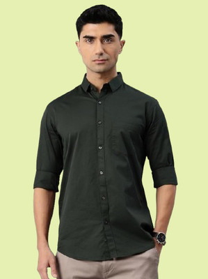 Super Westan Men Solid Casual Dark Green Shirt