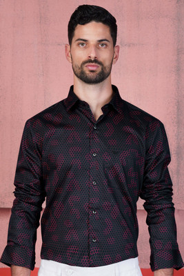 french crown Men Printed Casual Red, Black Shirt