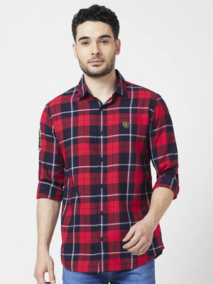 Spykar Men Checkered Casual Red Shirt