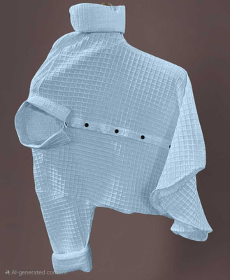 Keffto Men Self Design Casual Light Blue Shirt