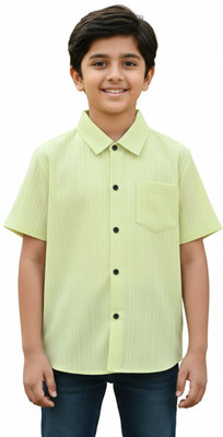ISHREE Boys Self Design Casual Black Shirt