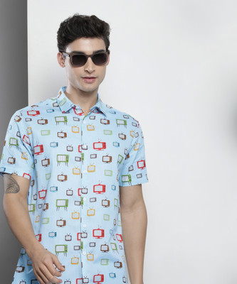 The Indian Garage Co. Men Printed Casual Blue Shirt