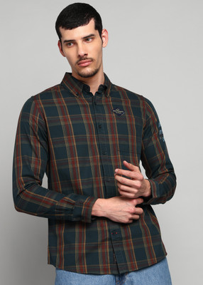 BEING HUMAN Men Checkered Casual Green Shirt