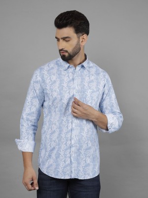 COBB ITALY Men Printed Casual Light Blue Shirt