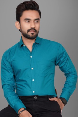 Voroxy Men Solid Casual Blue Shirt