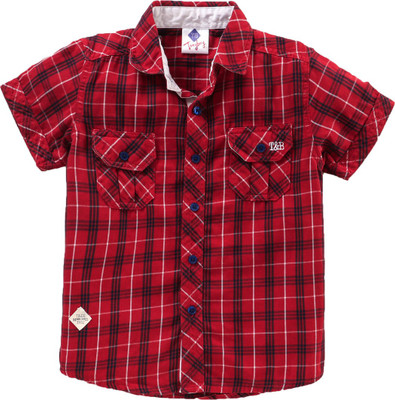 Tonyboy Baby Boys Checkered Casual Red Shirt