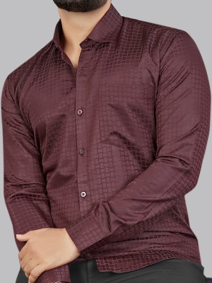 METRONAUT Men Solid Formal Maroon Shirt