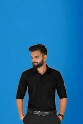 HENDRIX FASHION Men Solid Casual Black Shirt